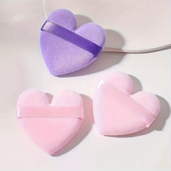 Heart shape Velvet Powder Puff, Pack of 8 pieces