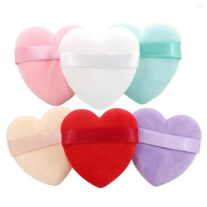 Heart shape Velvet Powder Puff, Pack of 8 pieces